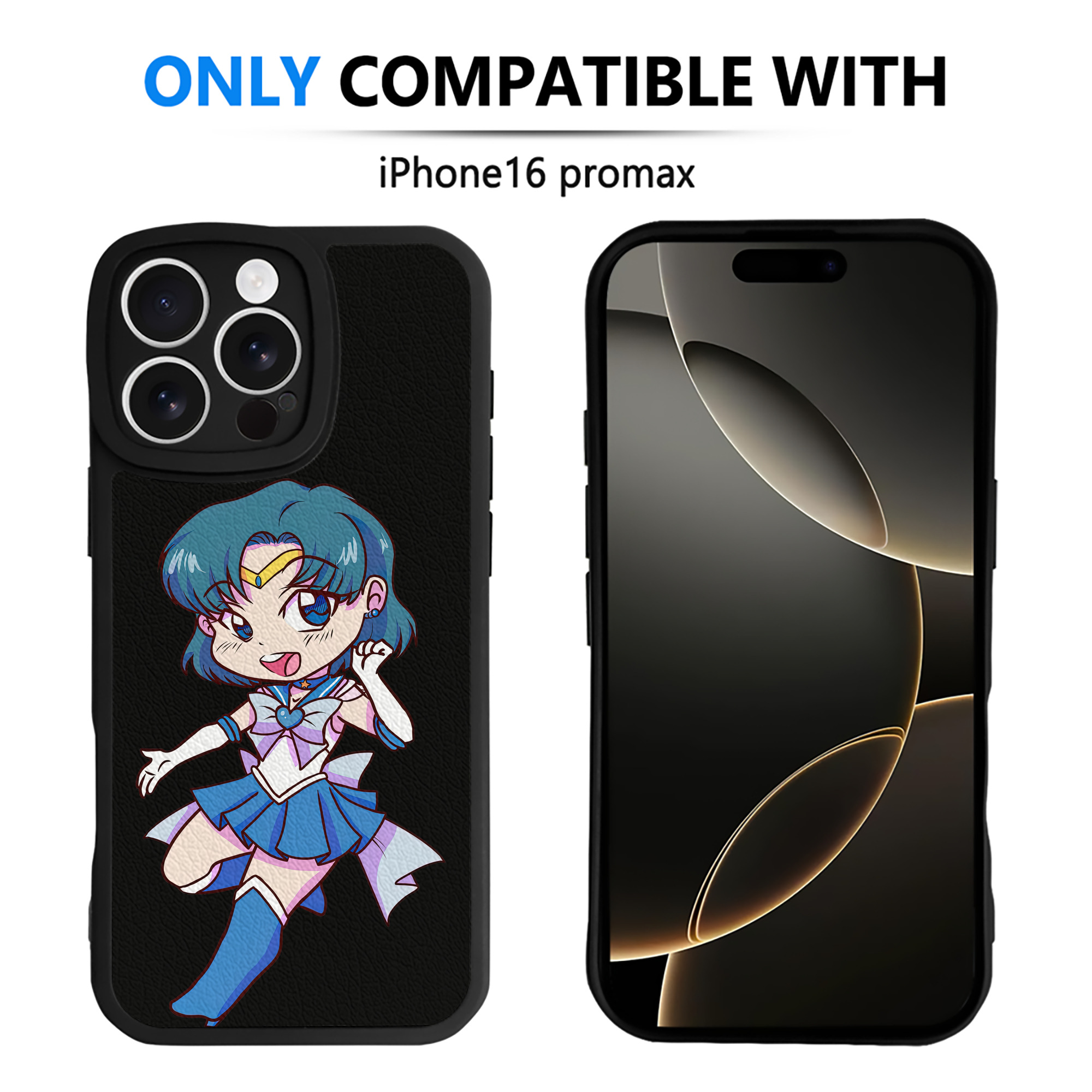 （画像用） 美少女戦士セーラームーン 水野 亜美 みずの あみ Sailor Moon Mizuno Ami 【iPhone 16シリーズ対応】シリコンスマホケース（レザー調） 材質：シリコン
